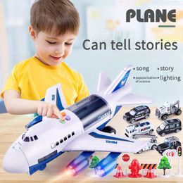 Diecast Model car Child Toy Model Simulation Inertial Story Aircraft Toy Early Education Acousto-optic Track Toy Passenger Aircraft Storage Car 230111