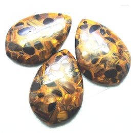 Pendant Necklaces 3PCS Nature Golden Stone Pendants Tear Drop Shape Size 48x30mm For Women Necklace Making Accessories Top Sells DIY