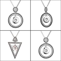 Pendant Necklaces Fashion Crystal Geometric Frame Necklace 18Mm Ginger Snap For Women Jewellery Gifts Drop Delivery Pendants Dh0Ty