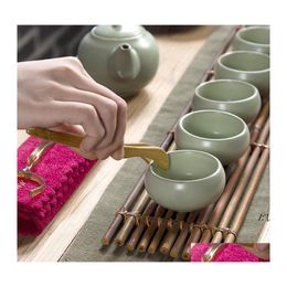 Coffee Tea Tools Wooden Clip Simple Household Teas Set Tool Teacup Bent Clips Portable Bamboo Natural Colour Accessories 18Cm Rre13 Othii