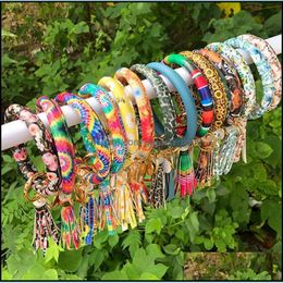 Other Home Garden Favour Flamingo Plaid Bl Head Leopard Print Cactus Flag Exotic Pu Tassel Bracelet Keychain Drop Delivery Dhp5Q