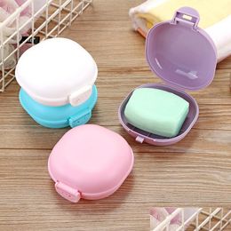 Soap Dishes Plastic Travel Box With Lid Portable Waterproof Bathroom Creative Aroon Dish Boxes Holder Case 5 Colours Drop Delivery Ho Dhsh0