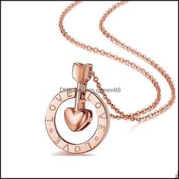 Pendant Necklaces Jewellery Girls Fashion Necklace Ladies Heart Arrow Female Eros Cupid Drop Delivery Pendants Dh0Vf