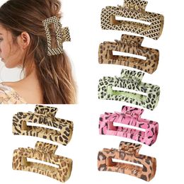 New Hair Claw Large Geometric Hollow Square Ribbon Tortoiseshell Leopard Acetate Hair Clip for Women Hairs Headwear Accessories 1323