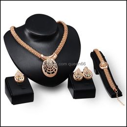 Bracelet Earrings Necklace Bridesmaid Jewelry Set Wedding Gold Chains Bracelet Indian African Dubai 18K Party Sets Drop Delivery Dhdgj