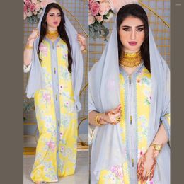 Ethnic Clothing 2023 Middle East Abya Print Dress Four Seasons General Temperament Women's Robe Muslim Ramadan Clothes For Women