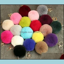 Party Favour Rabbit Fur Ball Plush Fuzzy Key Chain Pom Keychain Car Bag Ring Pendant Jewellery Gift 20Pcs Drop Delivery Home Garden Fes Otuna