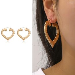 Hoop Earrings Geometric Heart Metal Gold Colour Vintage Bohemia Peach Dangle For Women Party Jewellery