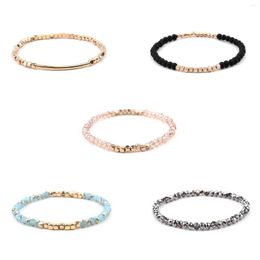 Strand 1PC Crystal Dainty Bracelets Delicate Beaded Bracelet Pale Elastic Faceted Stretch Anklet Women Man Jewellery