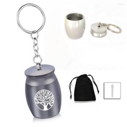 Keychains Cremation Jewellery Keychain Round Tree Of Life Memorial Ash Keepsake Pendant Urn Key Chain Staniless Steel