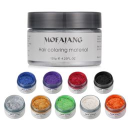 Mofajang 9 Colors Hair Wax Styling Pomades Silver Grandma Grey Disposable Natural Hair Strong Gel Cream Hair Dye for Women Men 120g