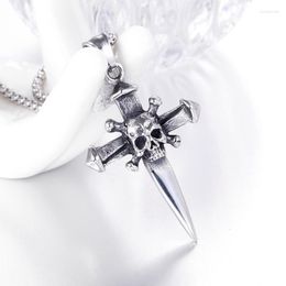 Pendant Necklaces Summer Retro Punk Cross-Shaped Skull Dagger Male Necklace Demon Party Charm Fashion Jewellery