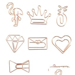 Filing Supplies Rose Gold Crown Flamingo Paper Clips Creative Metal Bookmark Memo Planner School Office Stationery Tqq Drop Delivery Dhmou