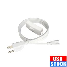 US Plug Switch Cable For T5 LED Tube T8 Power Charging Wire Connection Wire ON/OFF Connector Home Decor 1FT 2FT 3.3FT 4FT 5FT 6FT 6.6 FT 100 Pcs Oemled