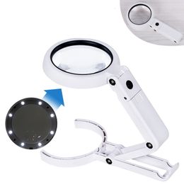 Loupes Magnifiers Foldable 5X 11X Lamp For spape 8 LED Table Desk Stand Handheld Portable Magnifying Glass Loupe C 230112