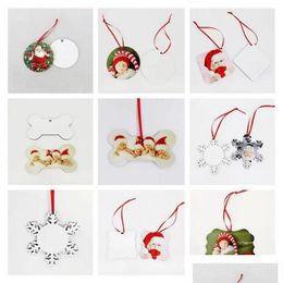 Christmas Decorations 18 Styles Sublimation Mdf Ornaments Round Square Shape Transfer Printing Blank Consumable Fy4266 Drop Delivery Dhusg