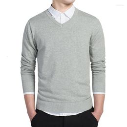 Men's Sweaters Length Man Simple Style Cotton Knitted V-neck Thin Male Knitwear Blue Red M-3XL