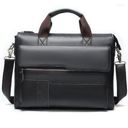 Briefcases European Brand Design Genuine Leather Male Business Bag Laptop Briefcase Horizontal Section Shoulder Men Totes Handbag