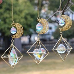 Decorative Figurines Crystals Wind Chimes Moon Sun Catchers Handmade Suncatchers Garden Hanging Pendant Ornament Window Curtain Home