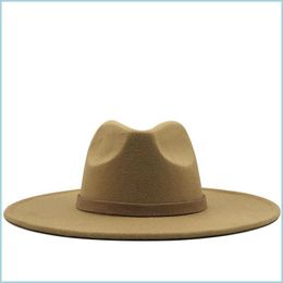 Wide Brim Hats Fedora Hat For Women Solid Color Wool Felt Men Autumn Winter Panama Gamble Gray Jazz Cap Q1216 827 R2 Drop Delivery F Dh7Mr