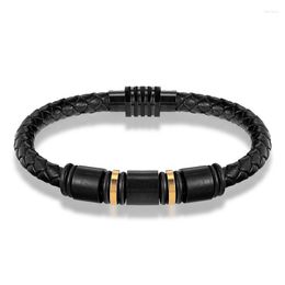 Link Bracelets 2023 Fashion Jewelry Men Leather Stainless Steel Male Retro Bracelet Women Personality Gift Homens Pulseira