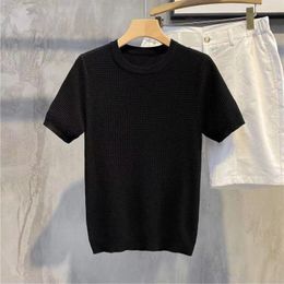 Men's Sweaters Men's Cotton T-shirt Sweater For Men O Neck Solid Color High Quality Clothing Knitted Casual Short Sleeve Pullover Tops