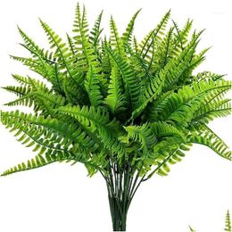 Decorative Flowers Wreaths Artificial Boston Fern Plants Bushes Shrubs Greenery For House Plastic Garden Office Decor1 Drop Delive Dhiul