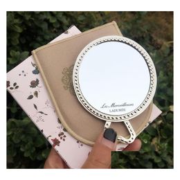 Compact Mirrors Laduree Les Merveilleuses Miroir De Poche Hand Mirror Vintage Metal Holder Pocket Cosmetics Makeup With Carry Bag Re Dhf81