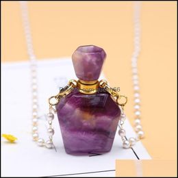 Pendant Necklaces Natural Stone Per Bottle Necklace Fluorite Long Freshwater Pearl Bead Chain For Party Birthday Drop Delivery Jewel Dhjro