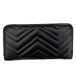 Long Wallet for Women Designer Purse Zipper Bag Ladies Card Holder Pocket Top Quality Coin Hold in Black Color272C