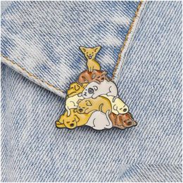 Pins Brooches Cartoon Dogs Stacked Arhat Pins Custom Paint Enamel Funny Metal Brooch For Girls Gift Jewellery Button Collar Alloy Bad Dht79