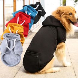 Dog Apparel Warm Clothes For Large Dogs Winter Pet Fleece Coat Sport Sweatshirt Hoodies With Pocket Gold Retriever Husky