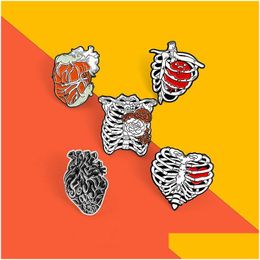 Pins Brooches Creative Heart Organ Ribs Set 5Pcs Cartoon Enamel Paint Badges For Girls Alloy Lapel Pin Denim Shirt Punk Cool Jewelr Dhtwr