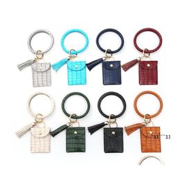 Other Home Decor Wristband Keychain Card Holder With Tassel Bracelet Pendant Bank Student Cards Coin Storage Bag Antilost Key Ring R Otxc8