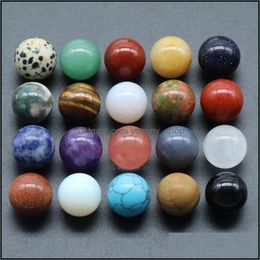 Stone 16Mm Natural Loose Beads Amethyst Rose Quartz Turquoise Agate 7Chakra Diy Nonporous Round Ball Yoga Healing Guides Drop Delive Dhdlh
