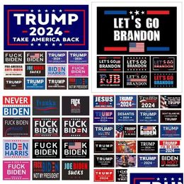 Banner Flags Stock Donald Trump 3X5 Ft 2024 Make America Great Florida Desantis Flag Usa President Won 90X150Cm Drop Delivery Home G Dh5C2