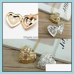 Pendant Necklaces Pretty Open Locket Necklace Valentine Lover Gift Po Phase Box Frames Jewellery For Women Girlfriend Heart Beautif Dr Dh7Ge