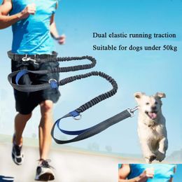 Dog Collars Leashes Pet Leash Outdoor Running Reflective Double Retractable Rope Chain Drop Delivery Home Garden Supplies Dhgtj