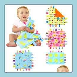 Blankets Kid Comforting Taggies Blanket Appease Baby Calm Wipes Kids Infant Towel Cute Soft Square Doll Plush Toys Wy1236 Drop Deliv Otasd