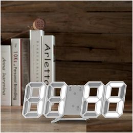 Desk Table Clocks Nordic Large Digital Wall Clock Kitchen Led Display Home Watch Night Usb Electronic Alarm Bathroom Drop Delivery Dhiek