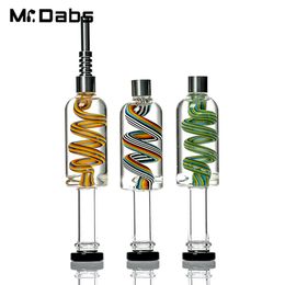 Glass Nectar Collect Smoking Accessories Cooling Oil Inside Clear Glass Bowl 510 Screw Joint Stainless Steel Tip Smoke Pipes Dab Rigs