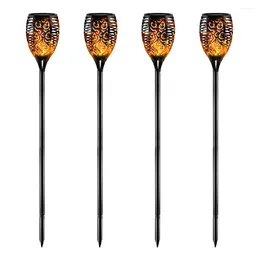 4pcs 12LED Outdoor Waterproof Simulated Flame Battery Powered With Stake Pathway Solar Garden Light Festival Energy Saving