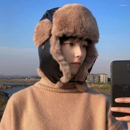 Berets EUMOAN Winter Lei Feng Hat Male Outdoor Riding Warm And Cold Plus Fleecy Thickened Electric Vehicle Windproof Ear Protective Co