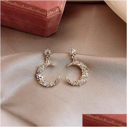 Dangle Chandelier Fashion Jewellery S925 Sliver Post Atmospheric Moon Stud Earrings Women Elegant Drop Delivery Dhiql