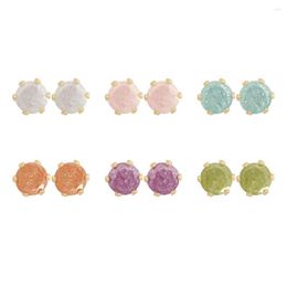 Stud Earrings Romantic Gold Colour Plating Multi Colourful 5mm Zircon 6 Pair Earring Pack For Women Girl Super Cute Lovely Girly Jewellery