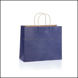 Packing Bags 100 Pcs Kraft Paper Retail Shop Merchandise Party Gift 12X4X10 With Rope Handles Drop Delivery Office School Business I Oteua