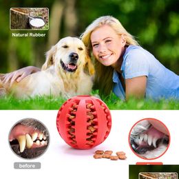 Dog Toys Chews Pet Toy Interactive Rubber Balls For Small Large Dogs Puppy Cat Chewing Tooth Cleaning Indestructible Food Ball 112 Dhk5O