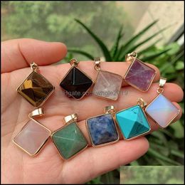 Pendant Necklaces Reiki Healing Jewellery Natural Stone Quartz Pendum Lapis Opal Pink Crystal Pyramid Pendants Diy Earrings Women Drop Dhxgj