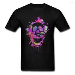 Men's T Shirts Men Shirt Cool Trendy Pink Watercolour Skull Tshirt Boy Hip Biker T-Shirts For Faddish Death Band Tee