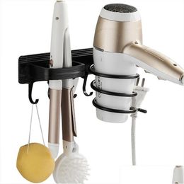 Hooks Rails Hair Dryer Holder Rack Bathroom Haning Storage Hanger With Drill Blower Straightener Rackhooks Drop Delivery Home Gard Dhxhy